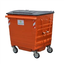 Thùng rác kim loại ngoài trời có bánh xe